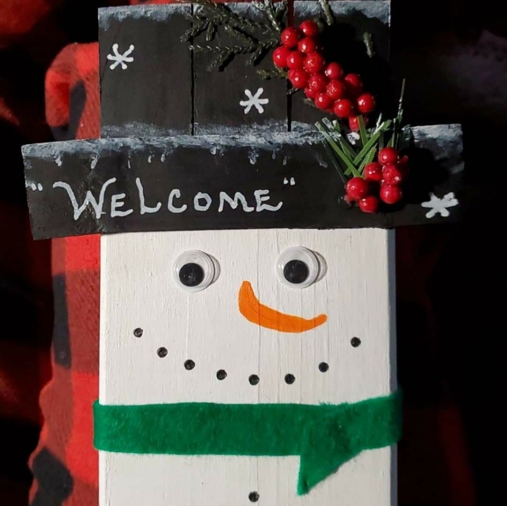 Hand Crafted Wooden Snowman